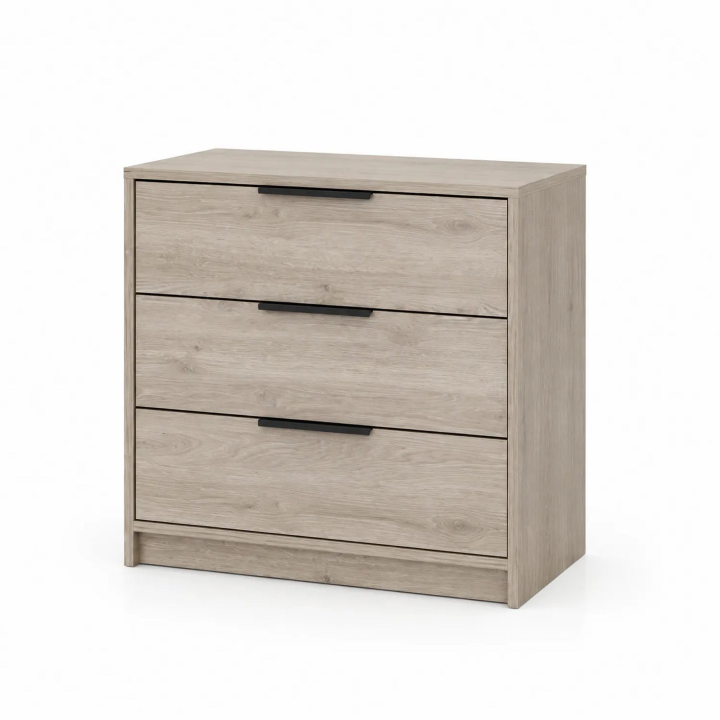 Commode 3 tiroirs en bois de composite chêne clair 80x40x78 cm
