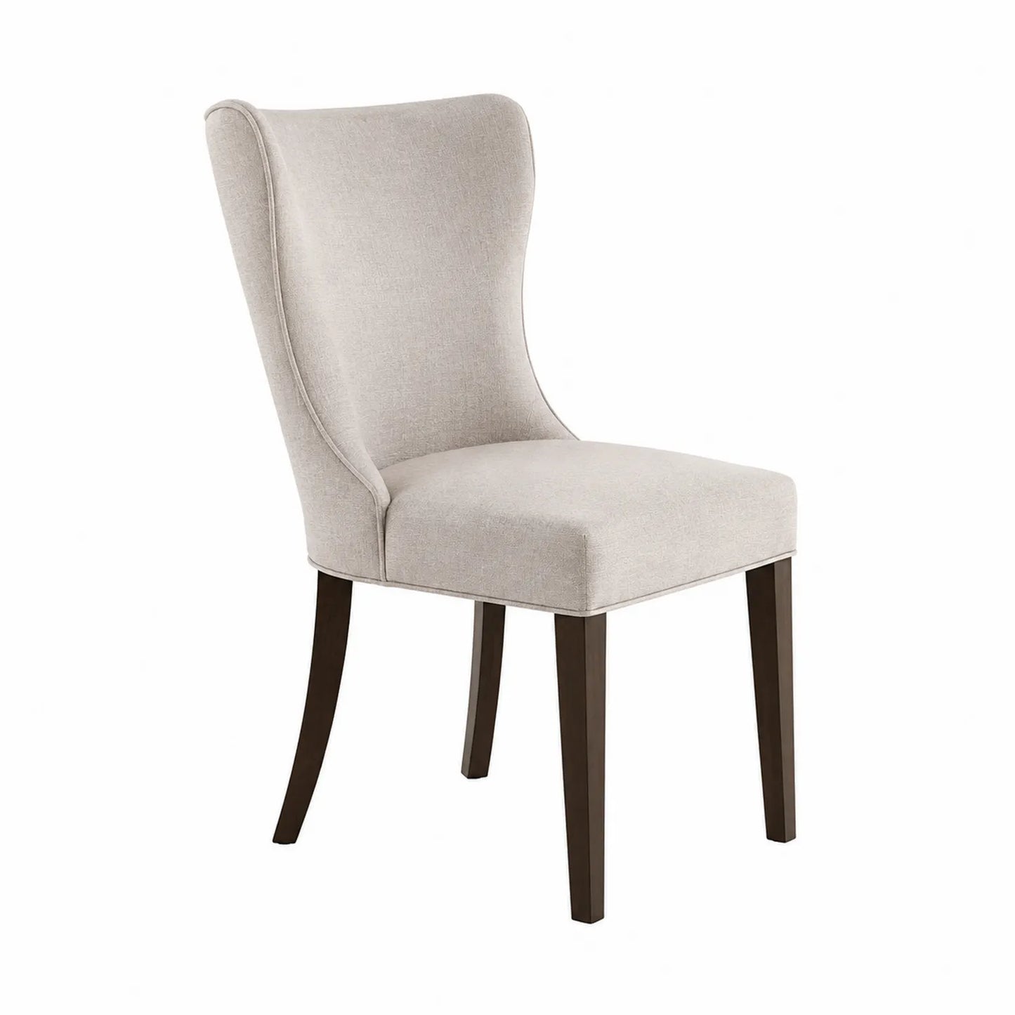 Chaise en tissu beige avec pieds en bois
