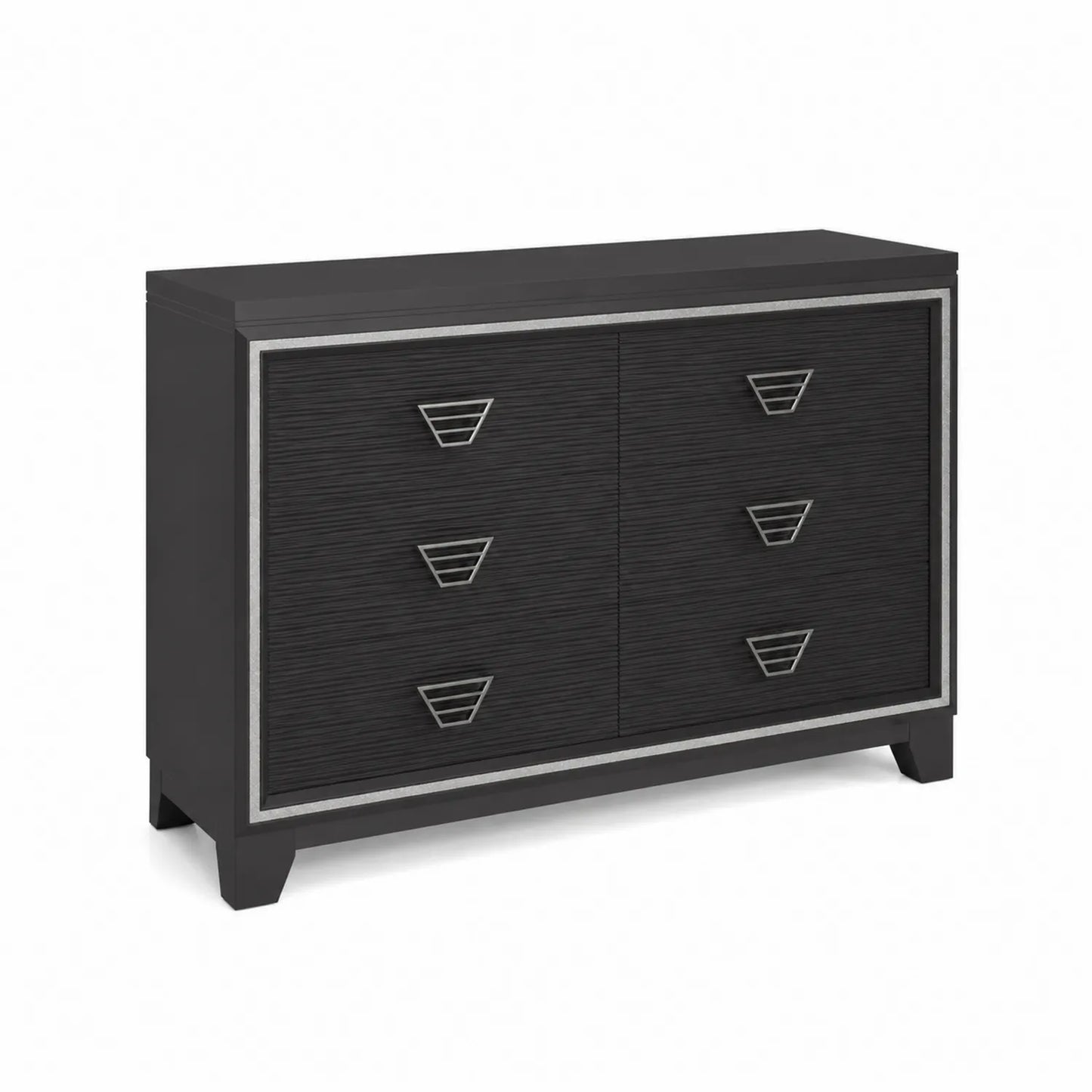 Commode en Bois Noir avec Poignées en Métal