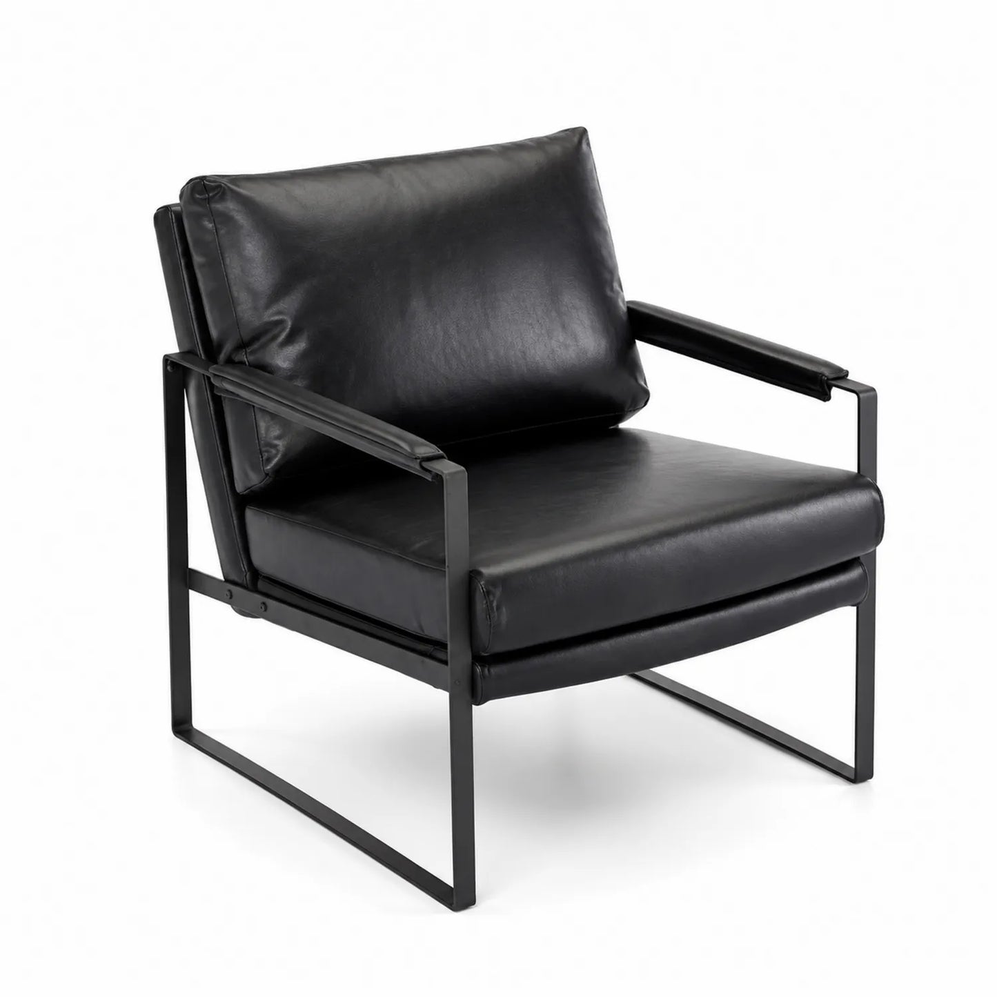 Fauteuil en cuir PU noir avec structure en métal