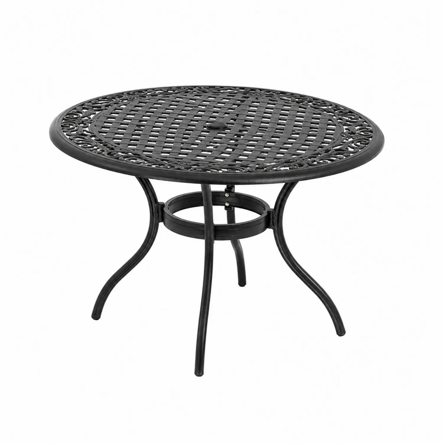 Table ronde d'extérieur en aluminium noir Ø100 cm
