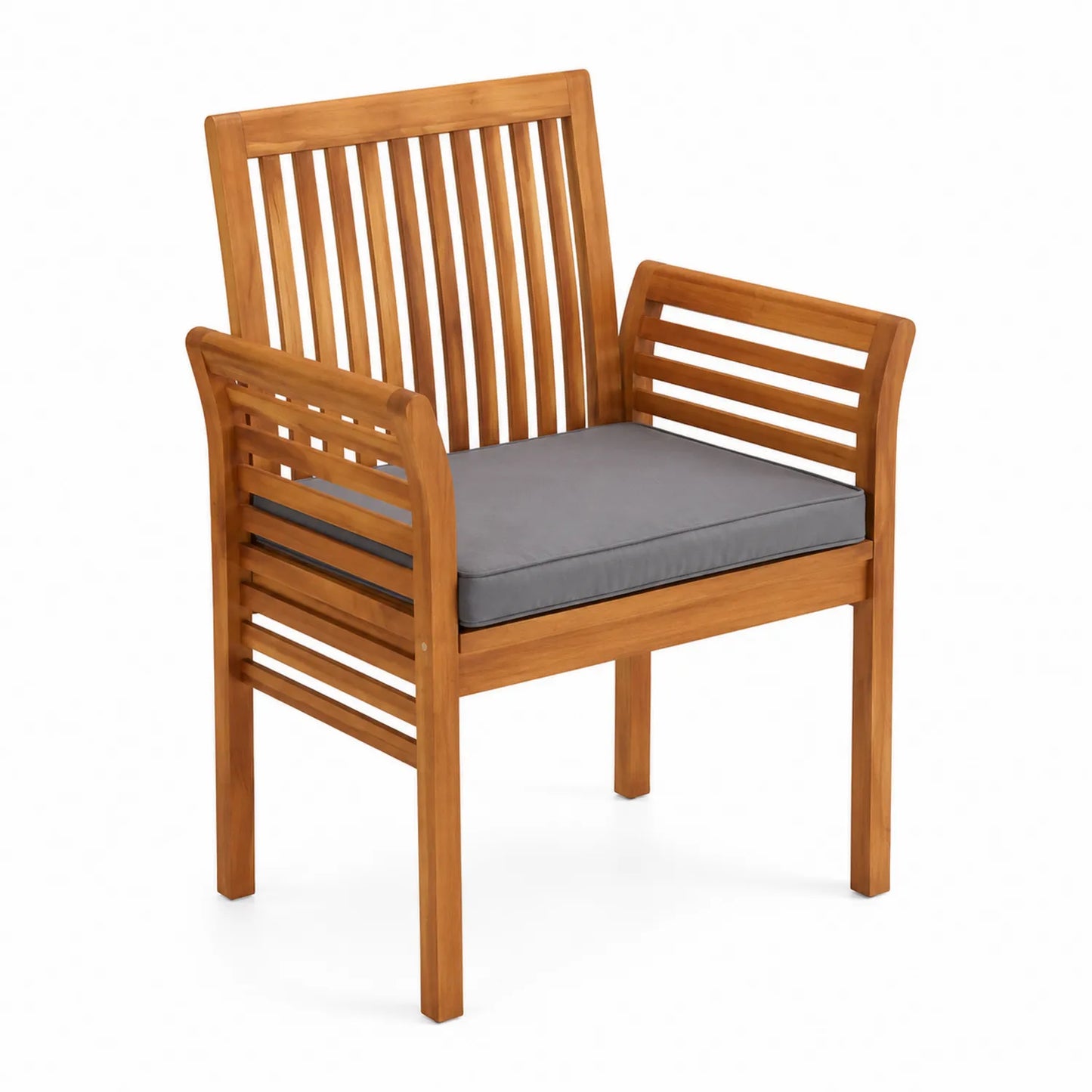 Chaise en bois d'acacia avec coussin gris