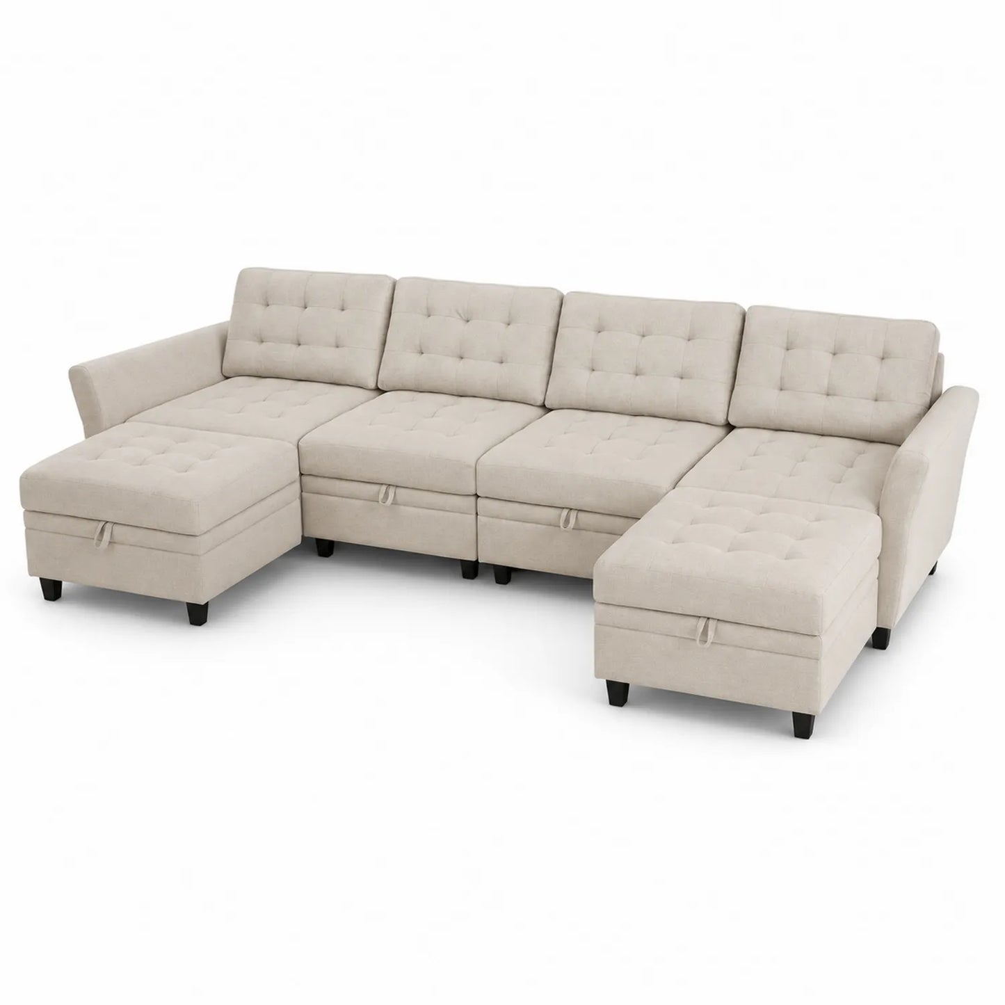 Canapé d'angle modulable en lin beige