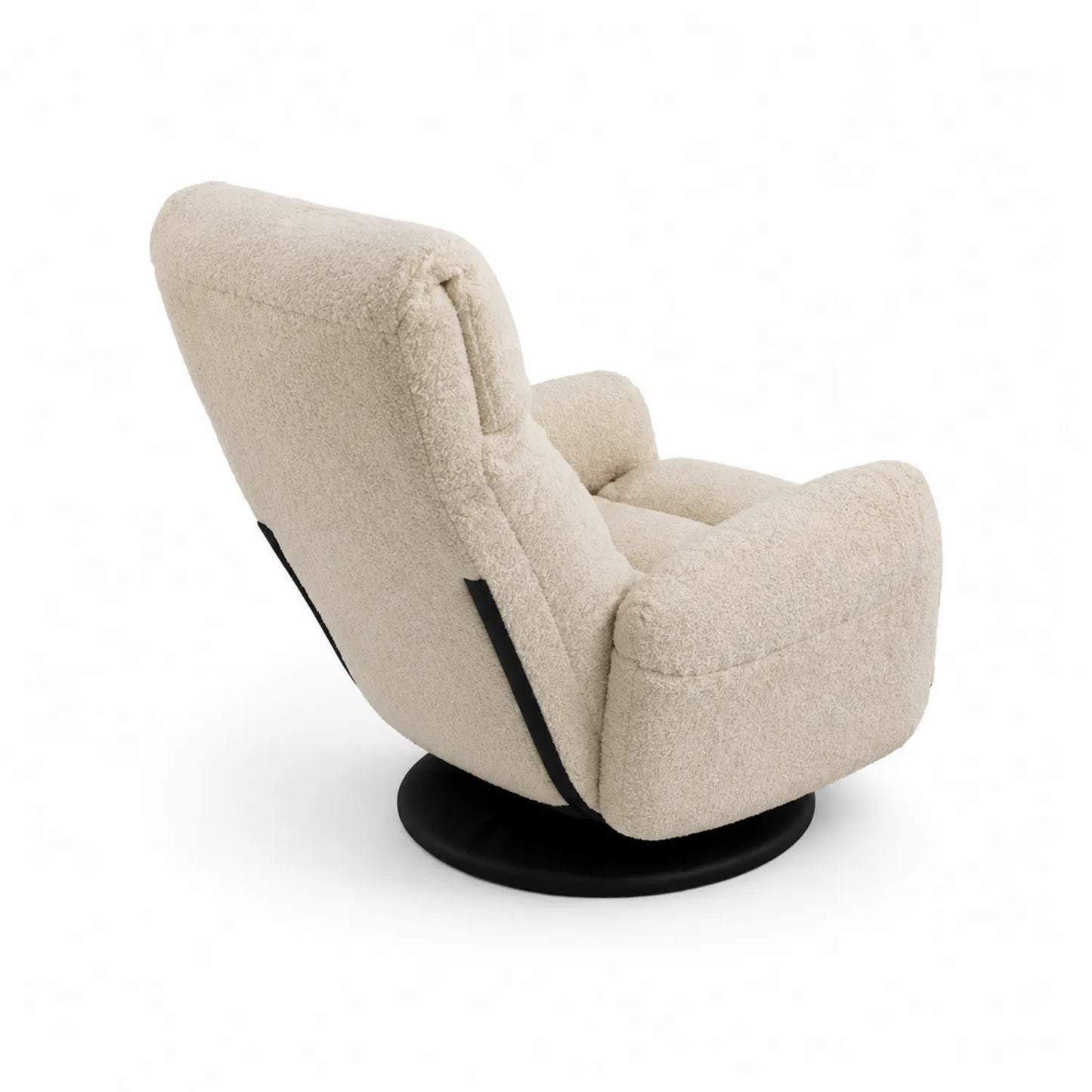 Fauteuil pivotant en tissu bouclette beige
