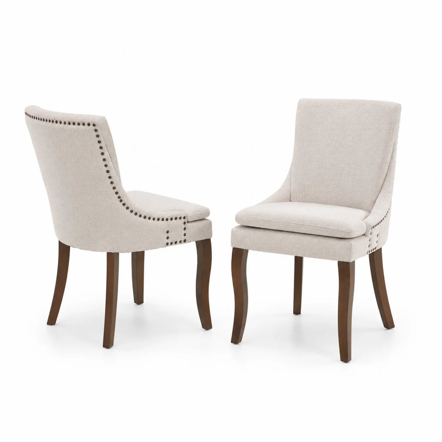 Ensemble de 2 chaises en bois avec tissu beige