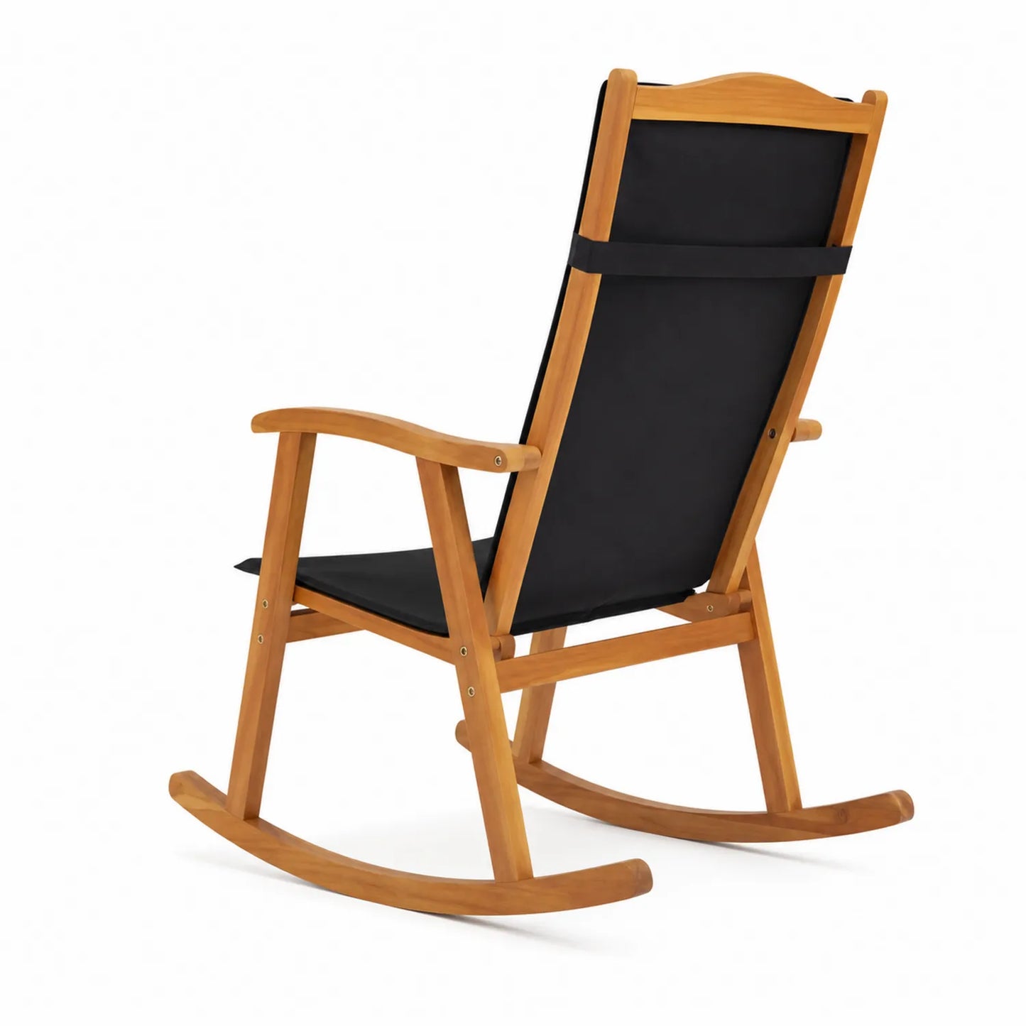 Chaise berçante en bois et polyester noir