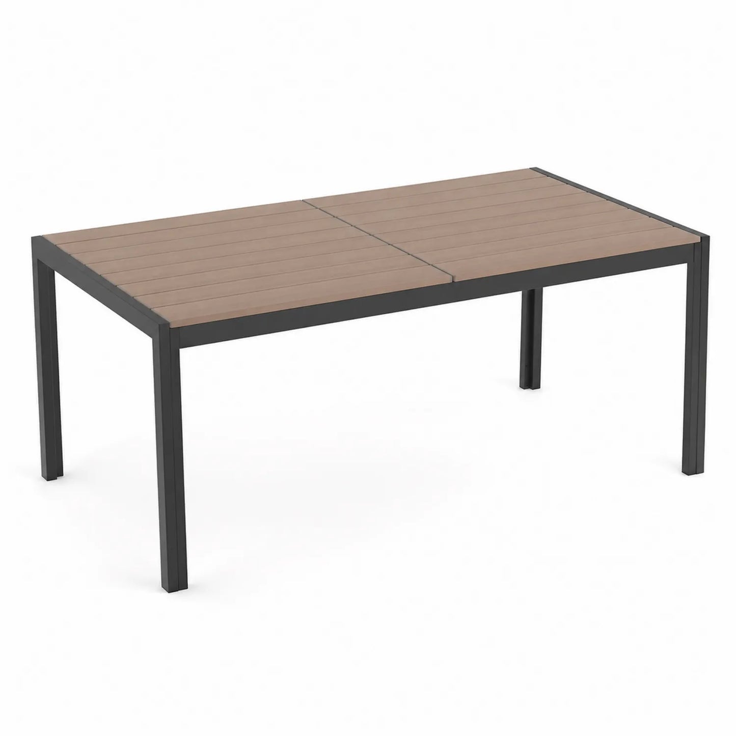 Table à manger d'extérieur en aluminium et bois composite 180x90 cm