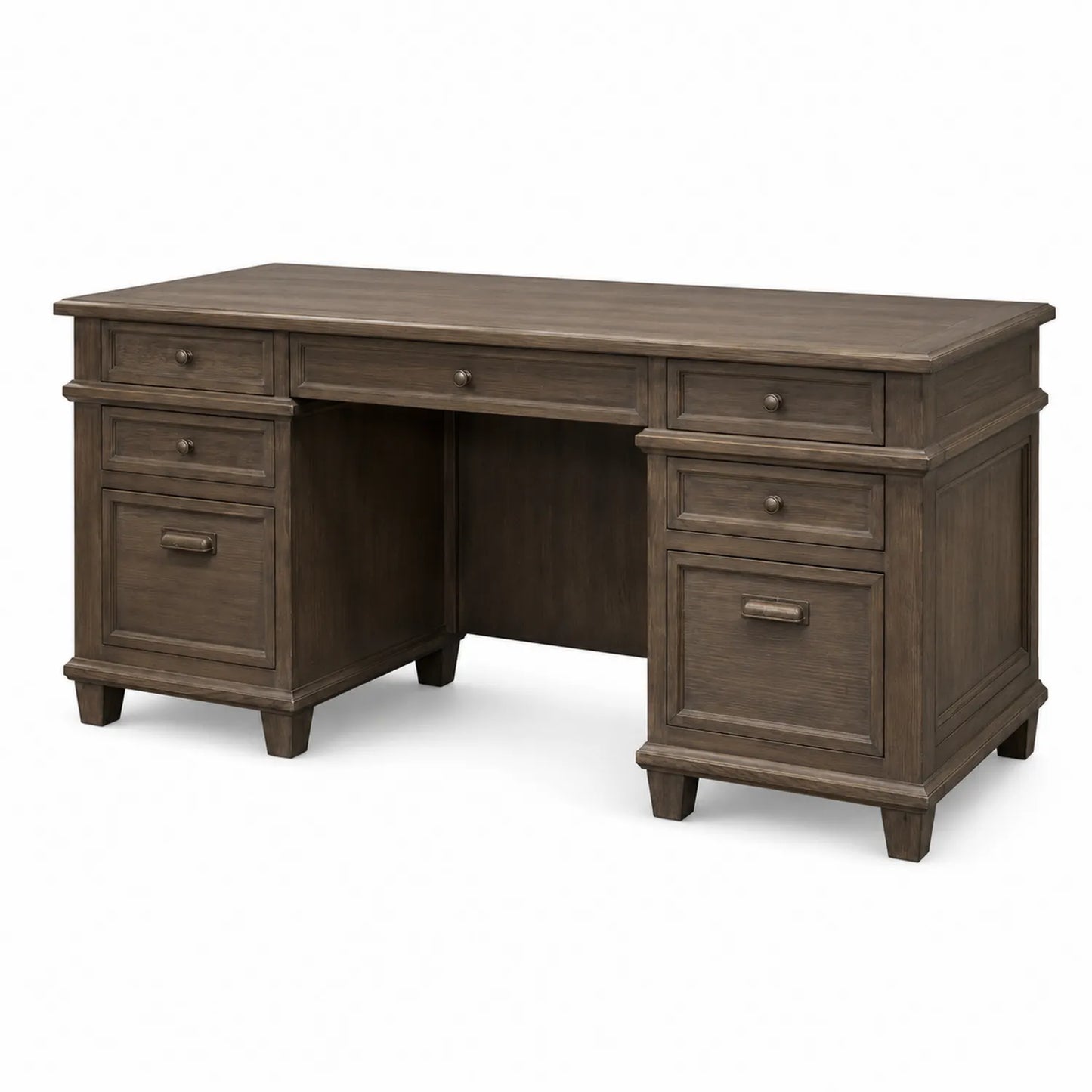 Bureau en bois de chêne avec tiroirs 150x60x75 cm Marron
