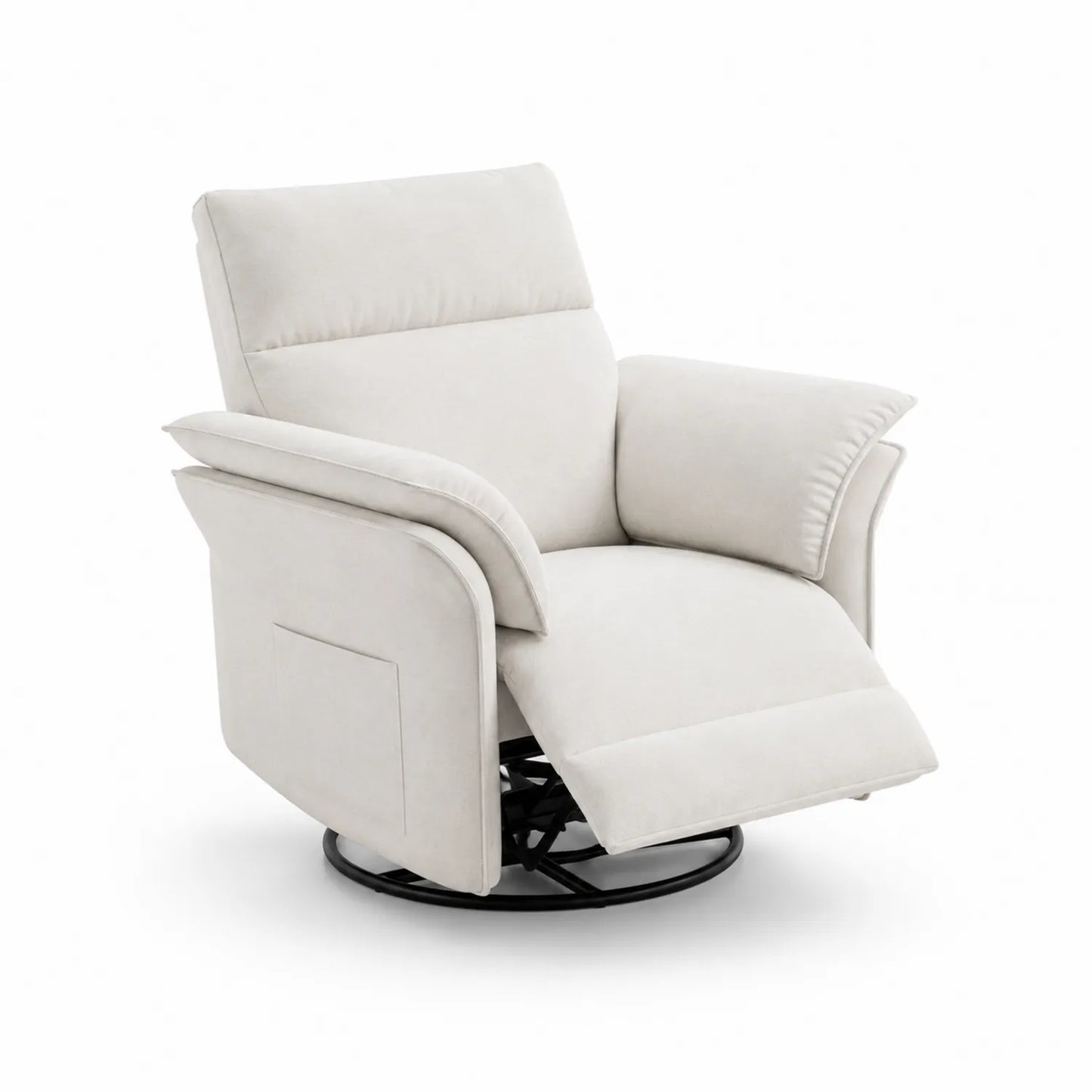 Fauteuil inclinable pivotant en tissu et métal Blanc 100x90x95 cm