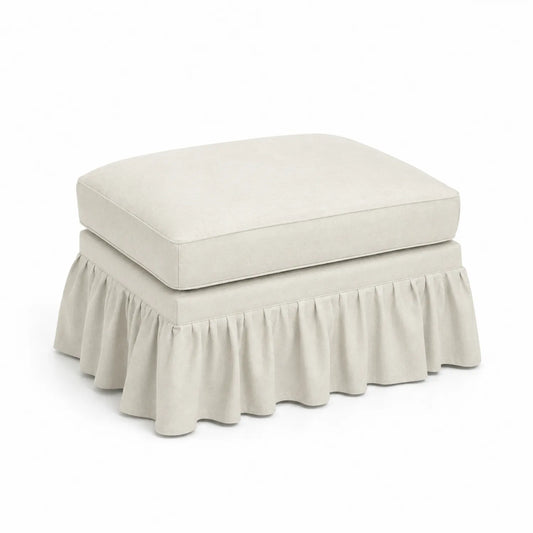 Pouf rectangulaire en lin Beige