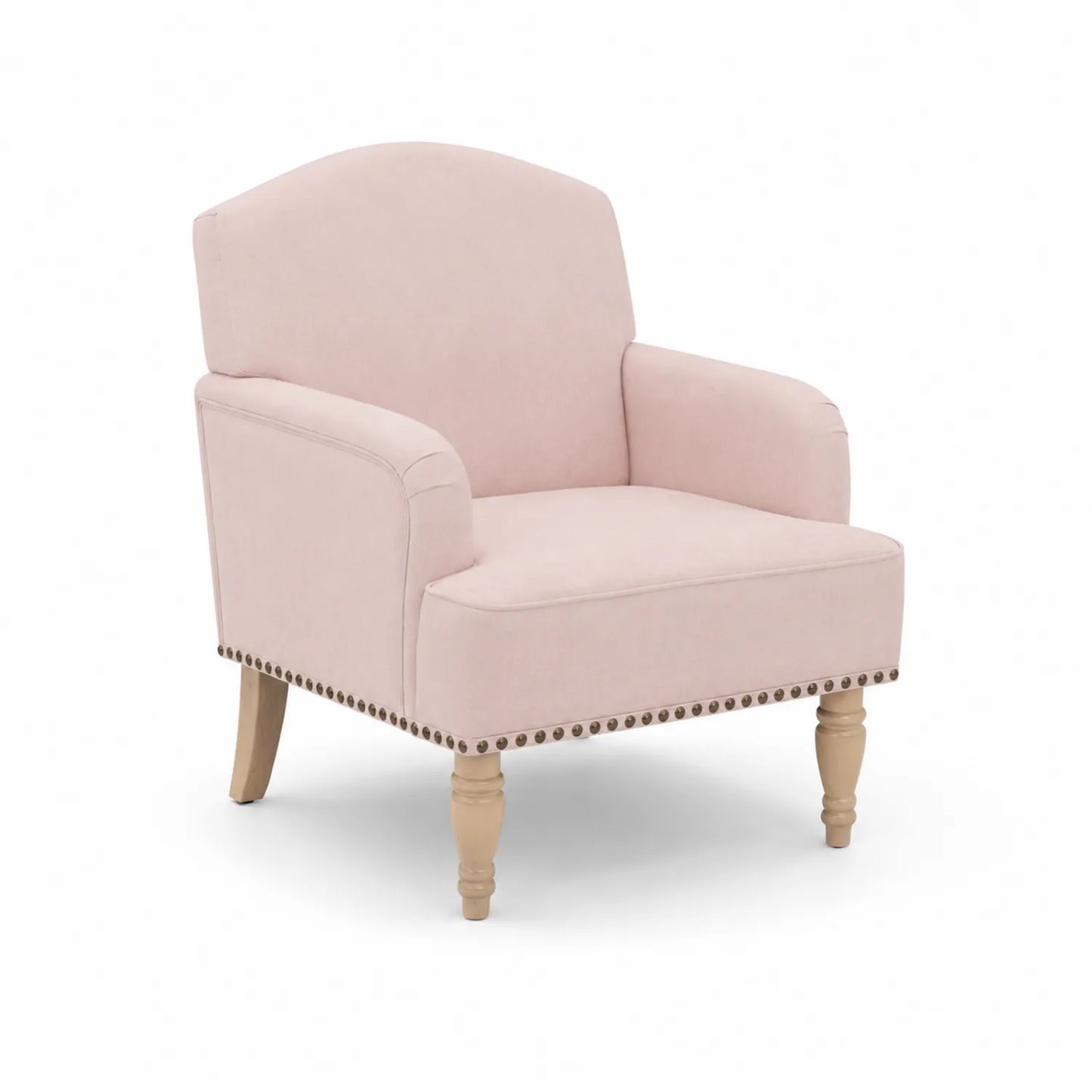 Fauteuil en tissu avec accoudoirs et pieds en bois Rose