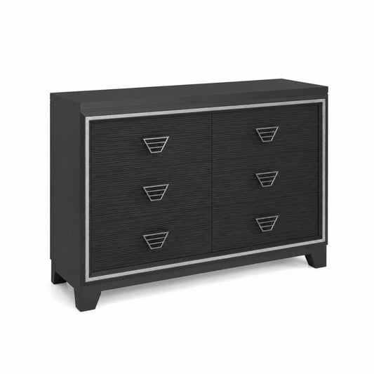 Commode en Bois Noir avec Poignées en Métal
