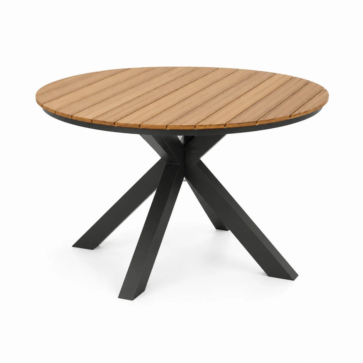 Table ronde en teck et acier pour extérieur 120cm