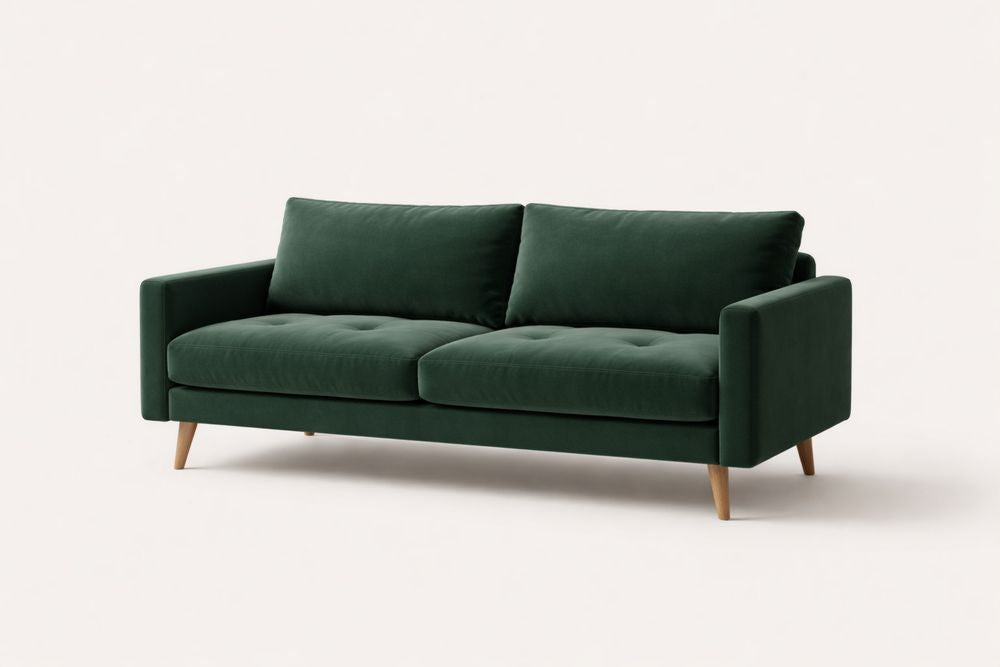 Green Velvet 2-Seater Sofa with solid wood Frame