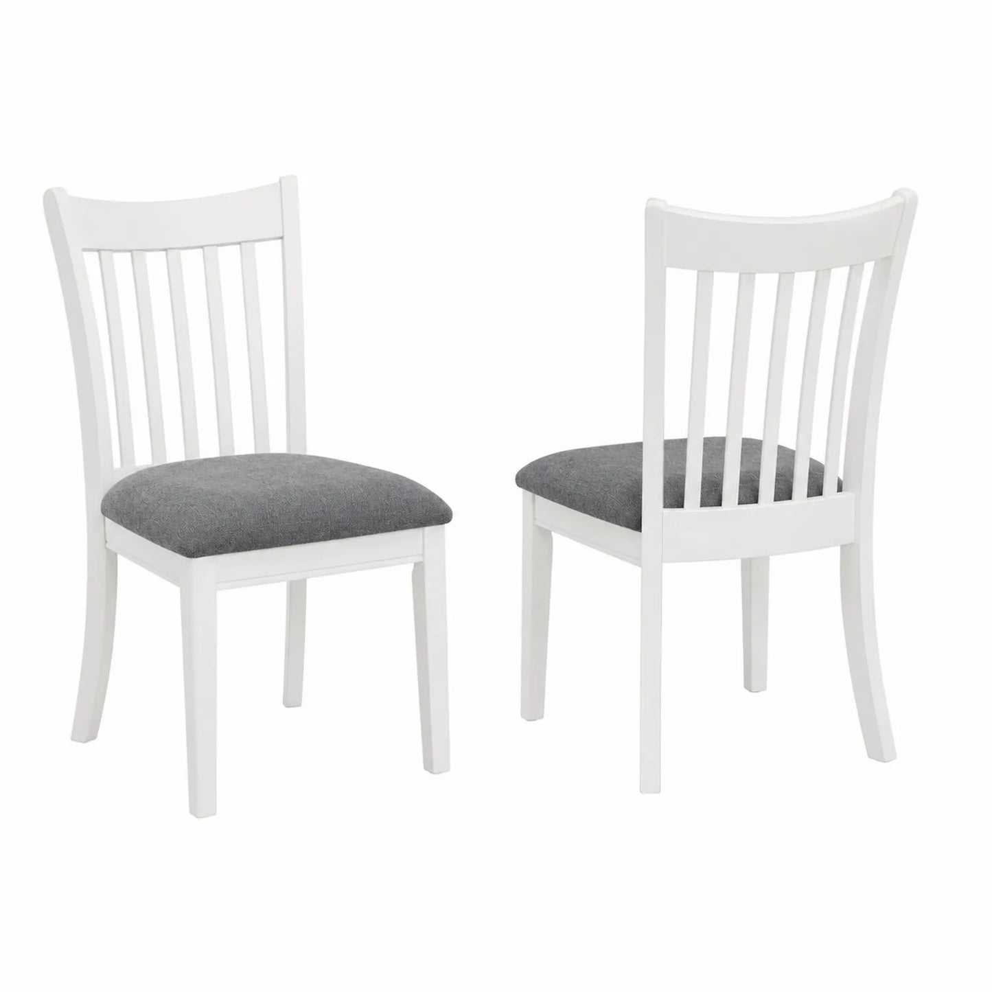 Lot de 2 chaises en bois avec assise en tissu gris