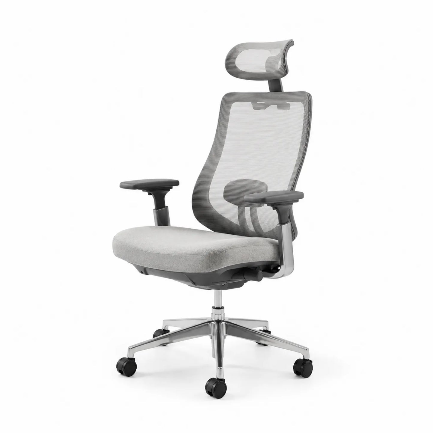 Chaise de bureau en maille avec accoudoirs ajustables aluminium Gris