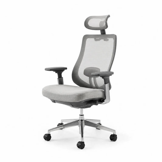 Chaise de bureau en maille avec accoudoirs ajustables aluminium Gris