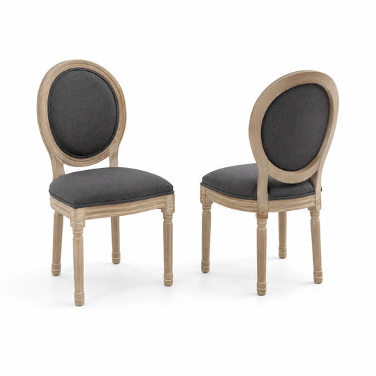 Chaises de salle à manger en bois avec tissu gris lot de 2