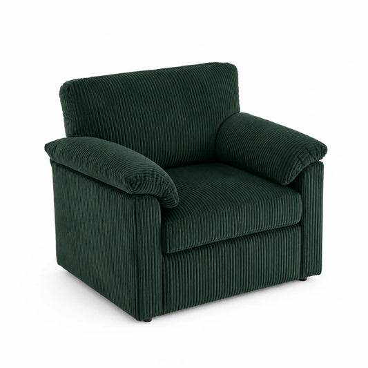 Fauteuil en Velours Côtelé Vert Foncé