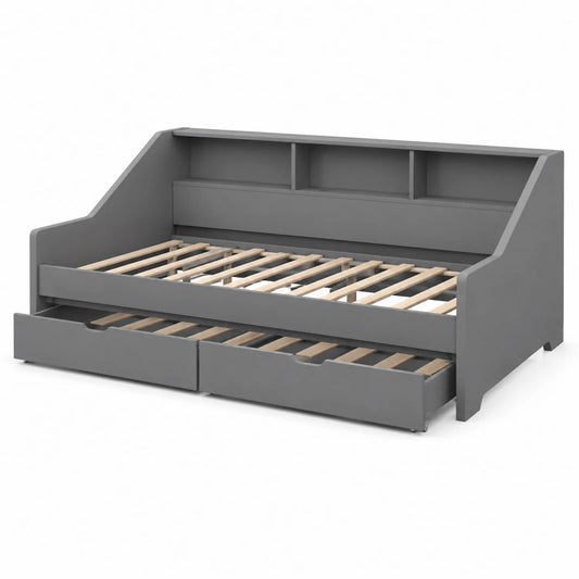 Lit banquette avec tiroirs en bois Gris 200x90 cm