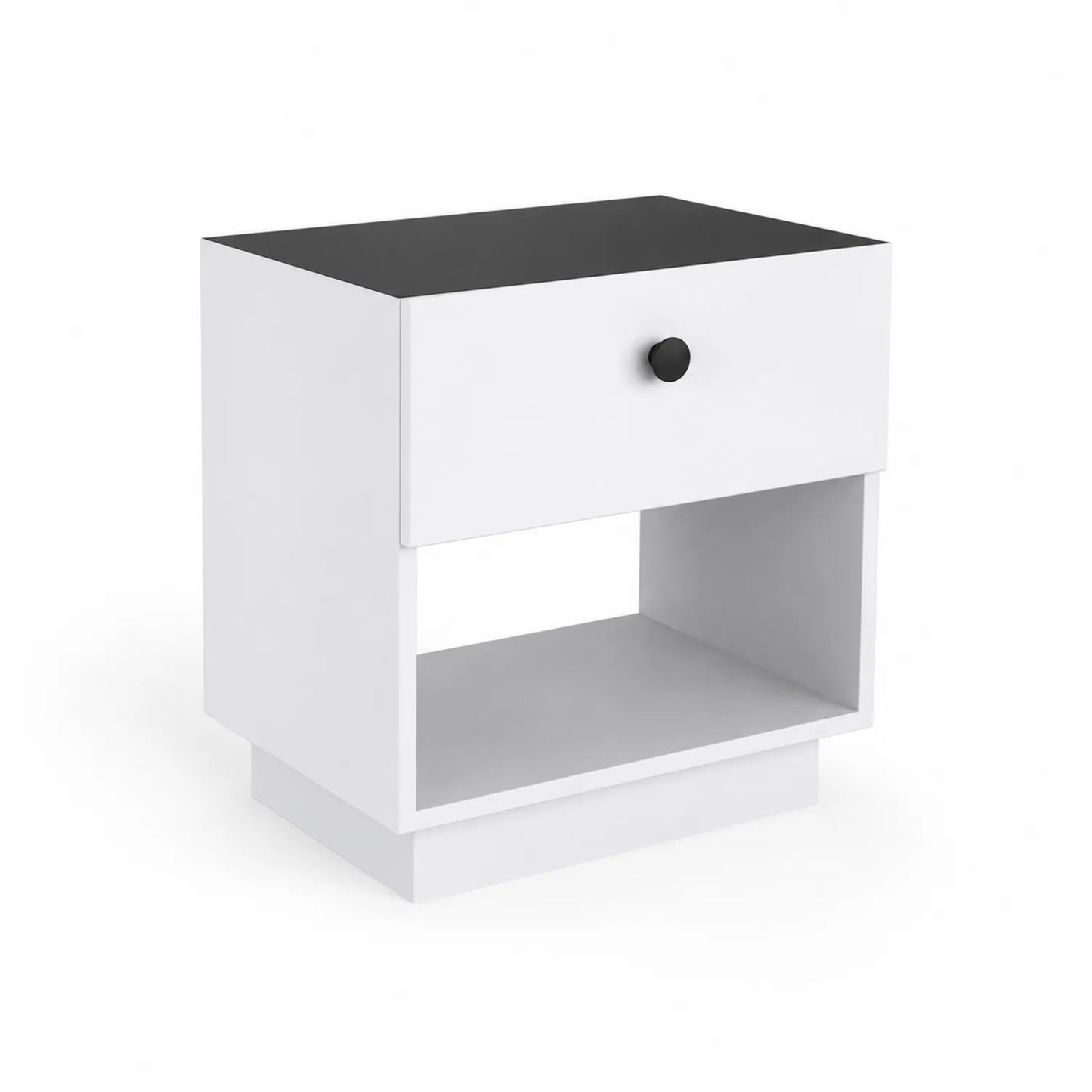Table de chevet en MDF Blanc et Noir avec tiroir