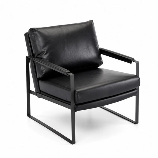 Fauteuil en cuir PU noir avec structure en métal