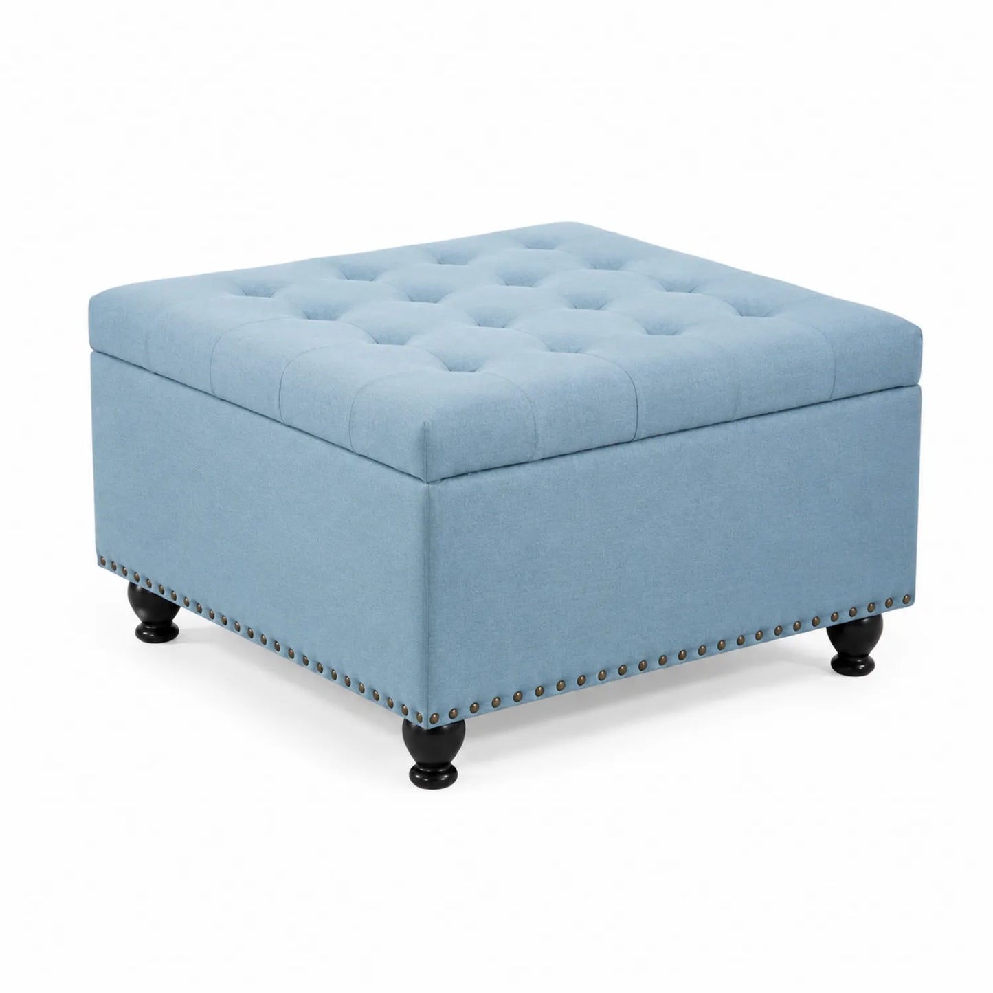 Pouf carré en tissu bleu 80x80 cm