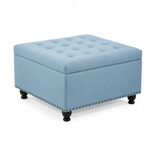 Pouf carré en tissu bleu 80x80 cm