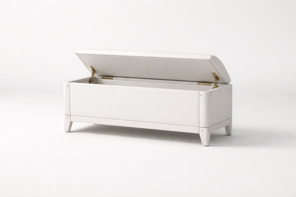 Solid Wood Decorative Storage White 120x40x45cm