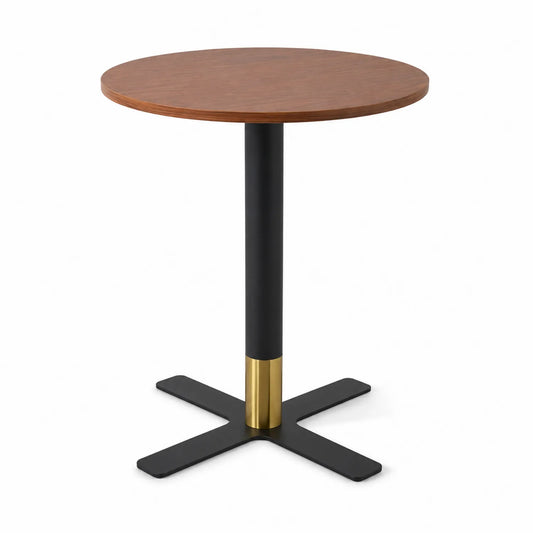 Table ronde en bois et métal avec finition laiton 70 cm