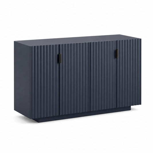 Buffet en bois MDF bleu 3 portes 150x40x80cm