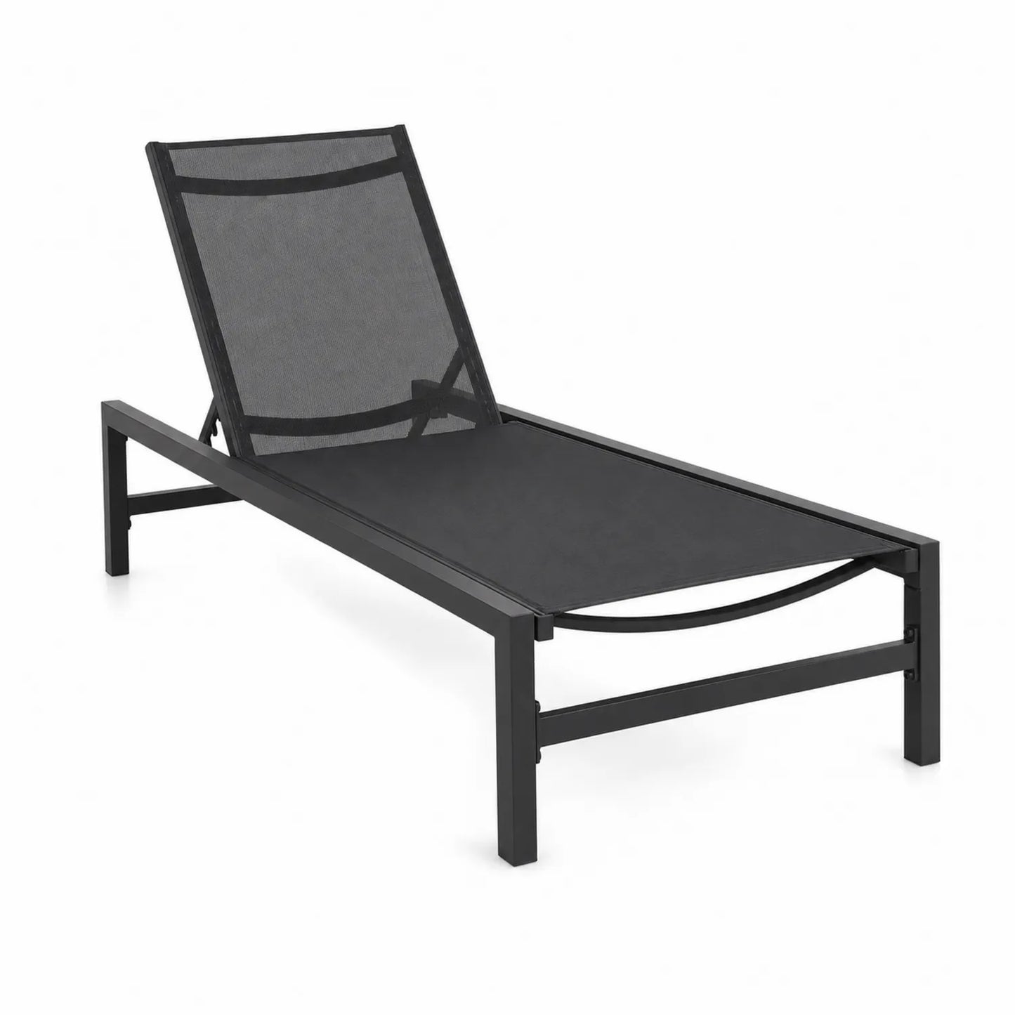 Chaise longue en aluminium et textilène noir