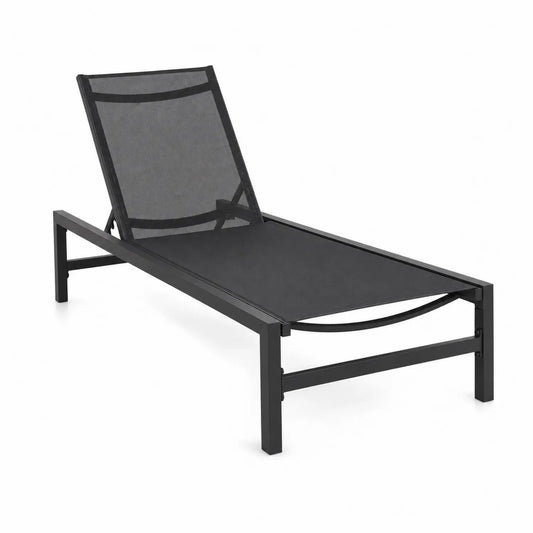Chaise longue en aluminium et textilène noir