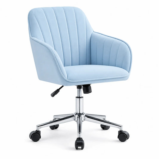 Chaise de bureau en tissu avec base chromée