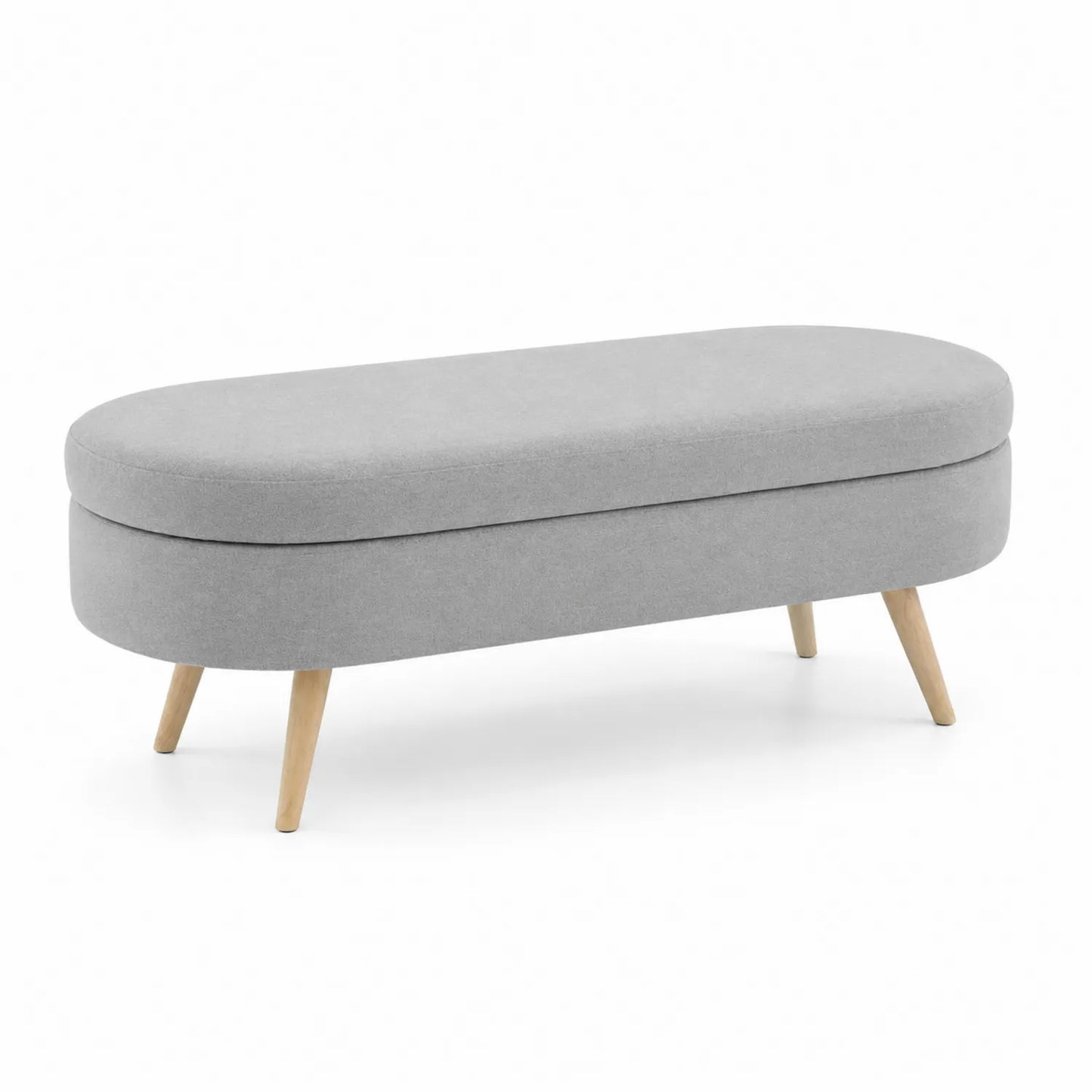 Banc de salon en tissu gris avec pieds en bois