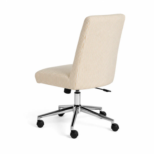 Chaise de bureau en tissu à rayures et métal chromé