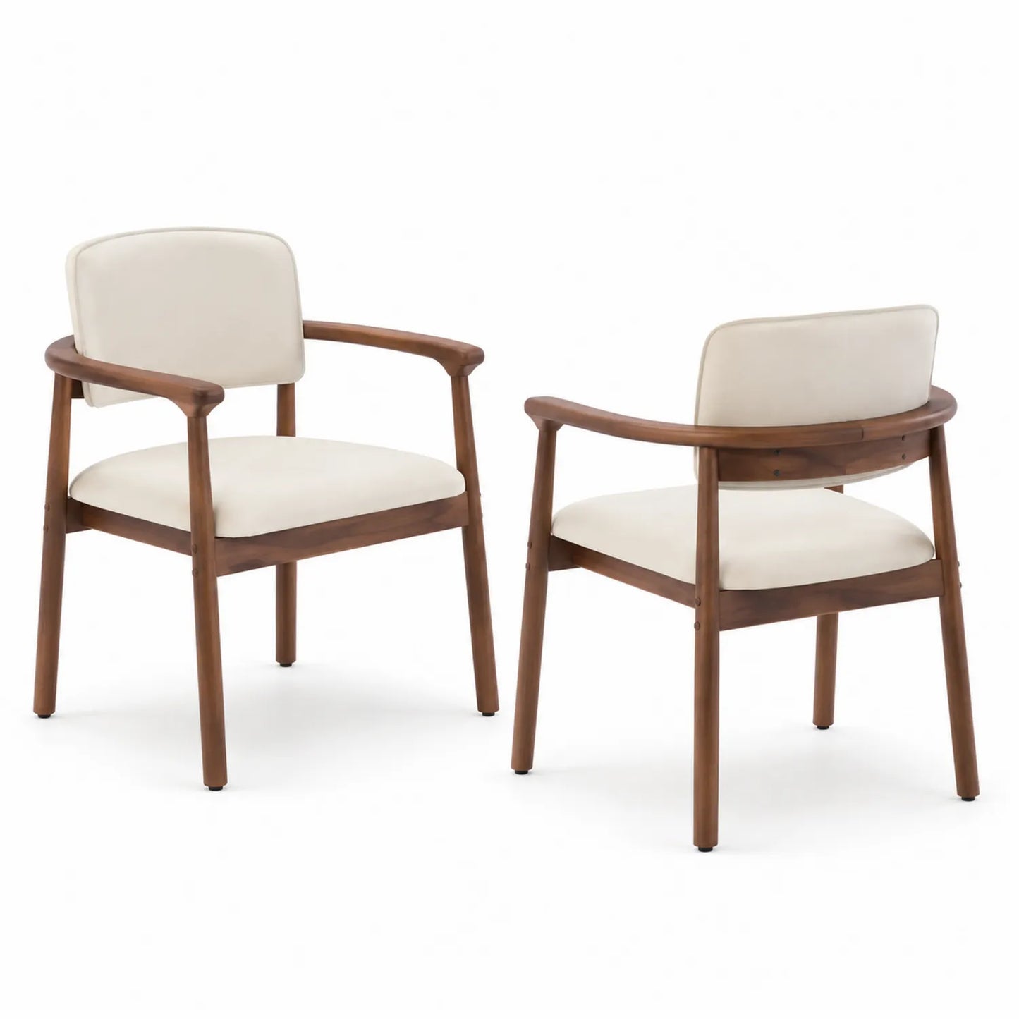 Chaises en bois d'acacia avec coussin en polyester beige, lot de 2