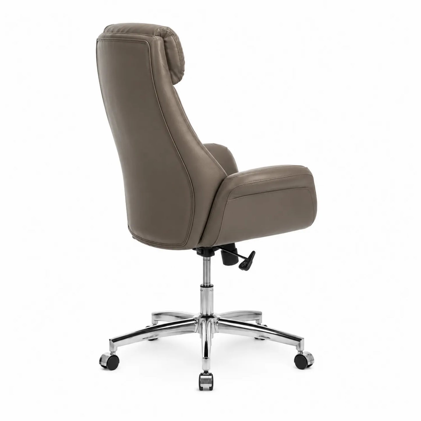 Fauteuil de bureau en cuir synthétique brun avec structure en acier