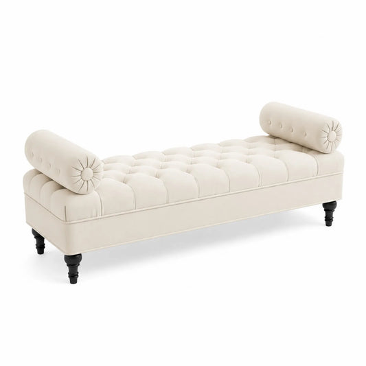 Banc en bois et tissu Beige