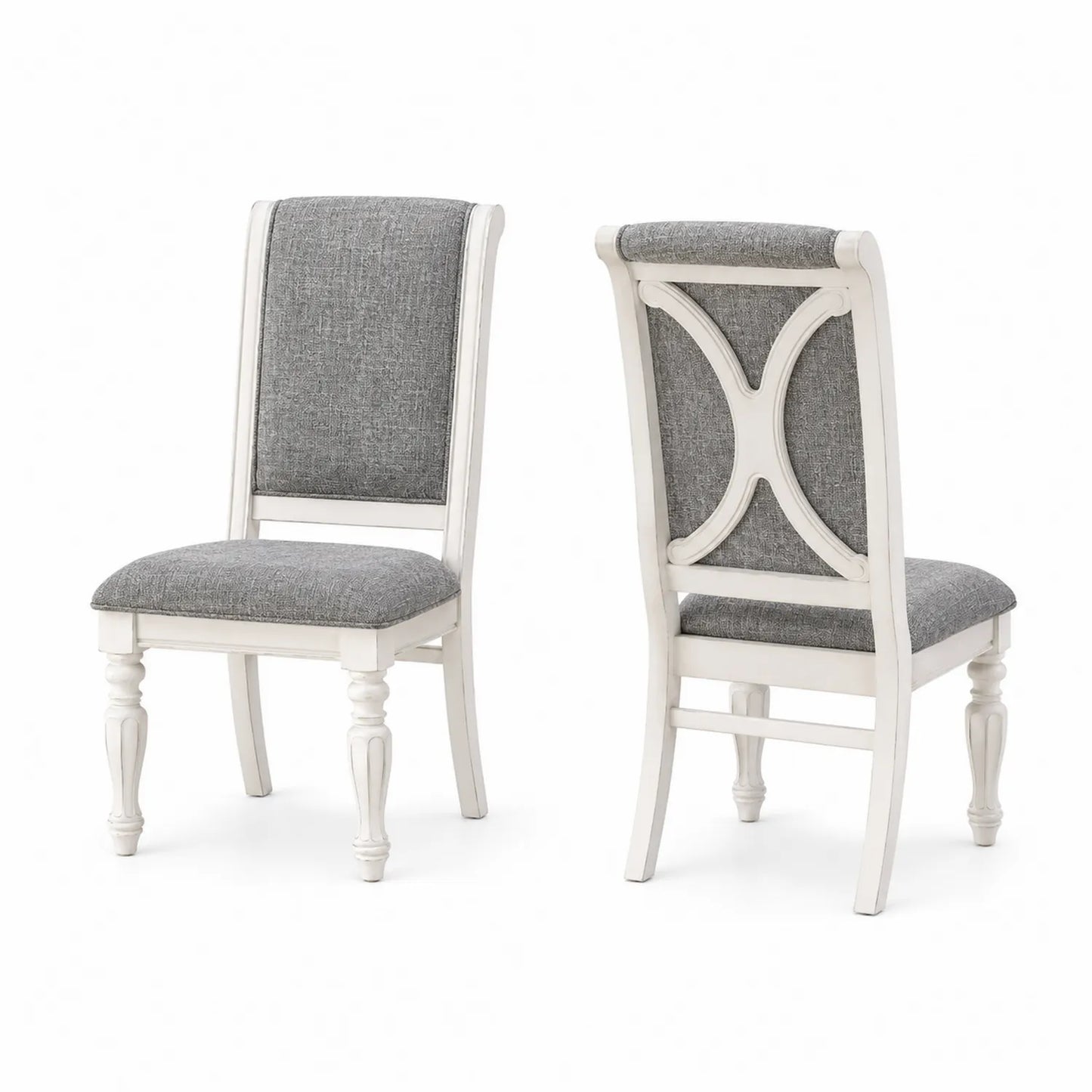 Chaise de salle à manger en bois et tissu gris clair