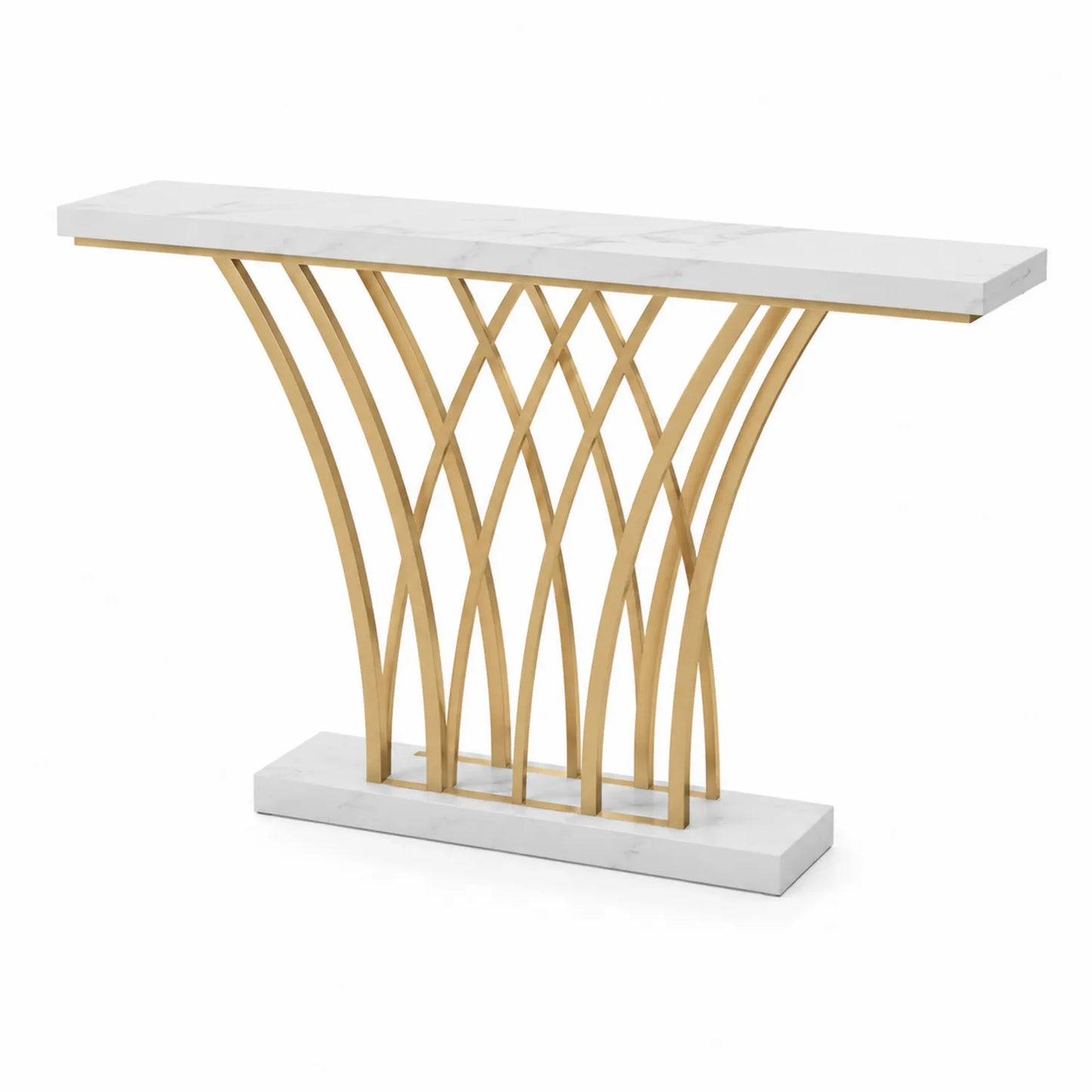 Console en marbre et métal doré 110x30x80 cm