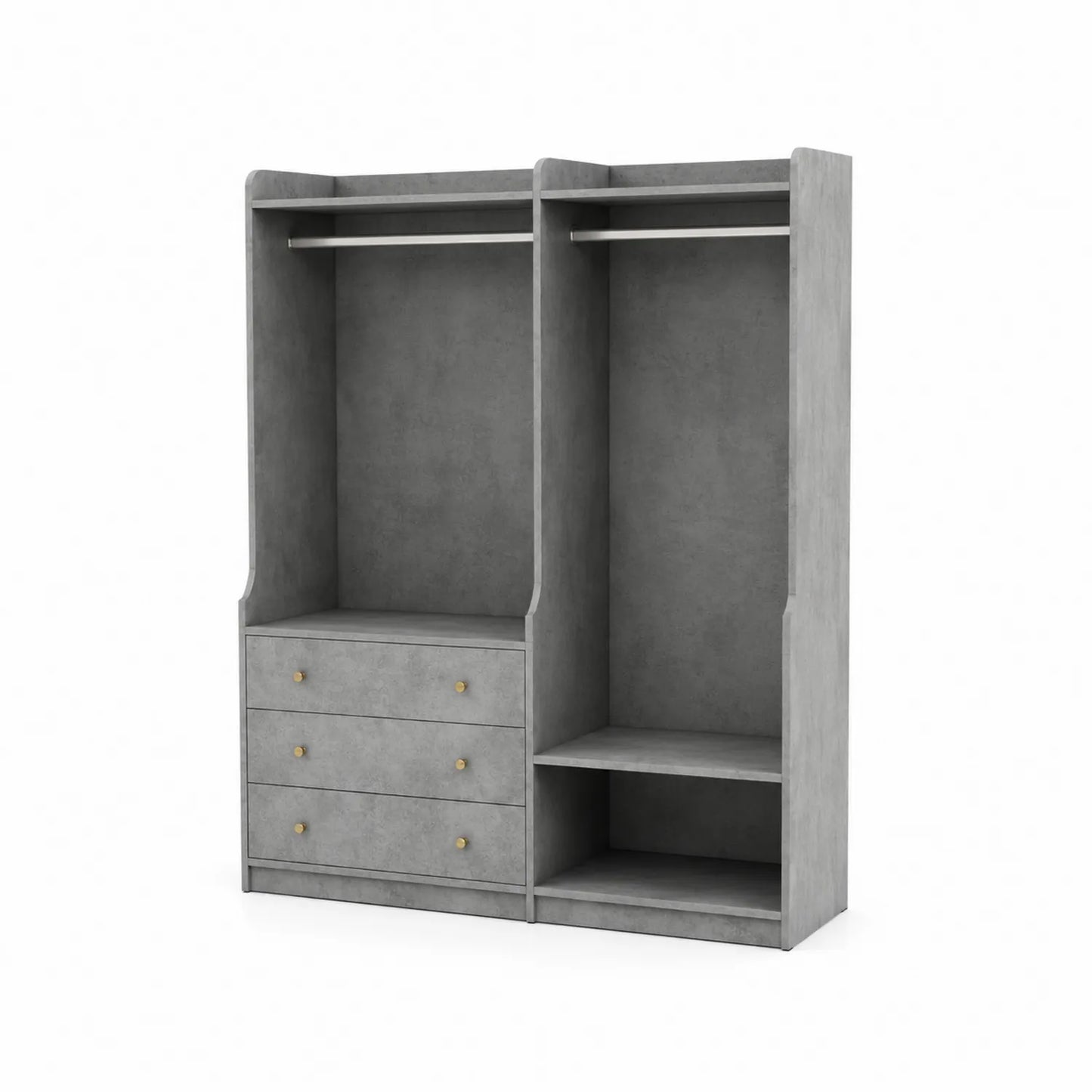 Armoire double avec étagères et tiroirs en bois MDF gris