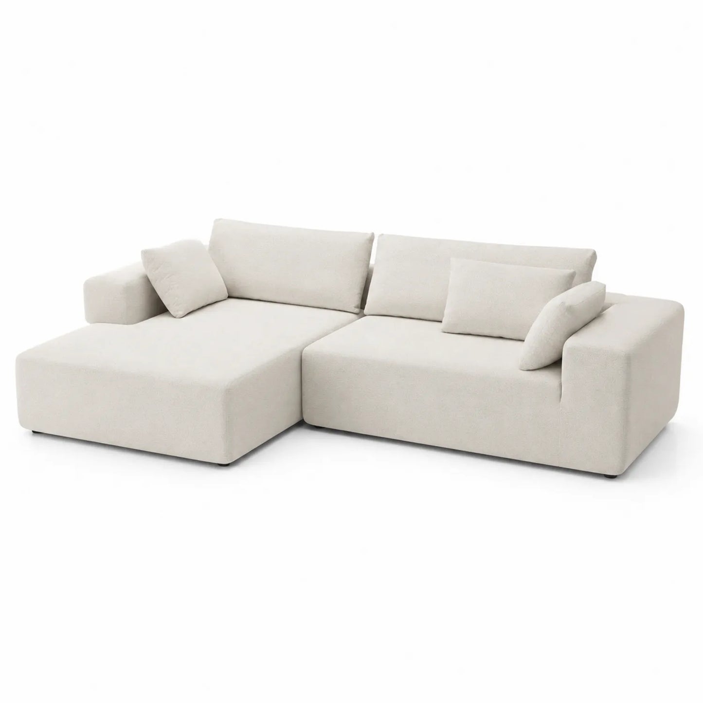 Canapé d'angle en tissu beige 280x160 cm