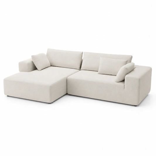 Canapé d'angle en tissu beige 280x160 cm