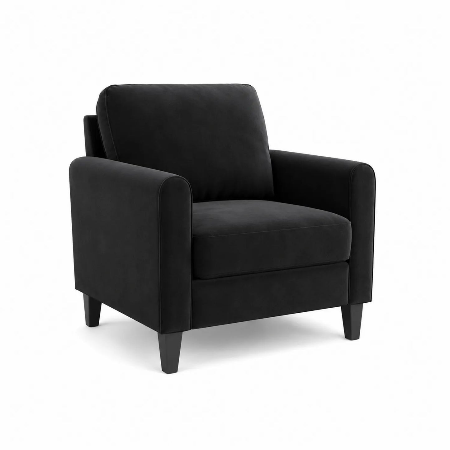 Fauteuil en tissu microfibre Noir avec pieds en bois
