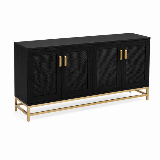 Buffet en bois noir avec structure en métal doré 180 cm
