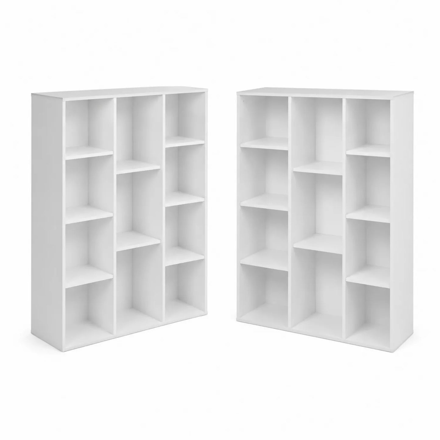 Ensemble de 2 bibliothèques en MDF Blanc à 9 compartiments