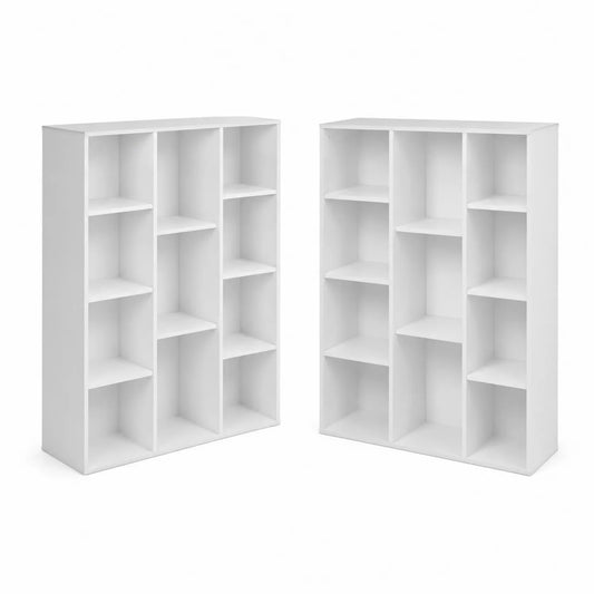 Ensemble de 2 bibliothèques en MDF Blanc à 9 compartiments