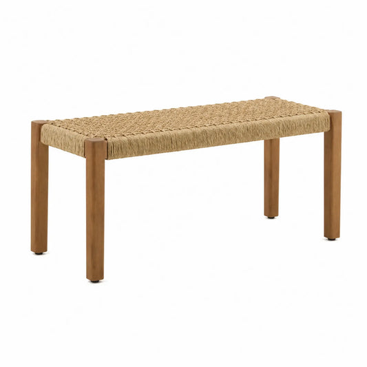 Banc en bois et jute 120x40 cm