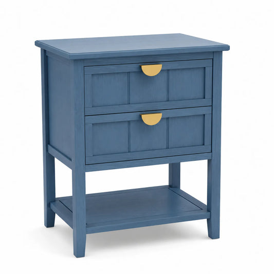 Table de chevet en bois avec poignées dorées